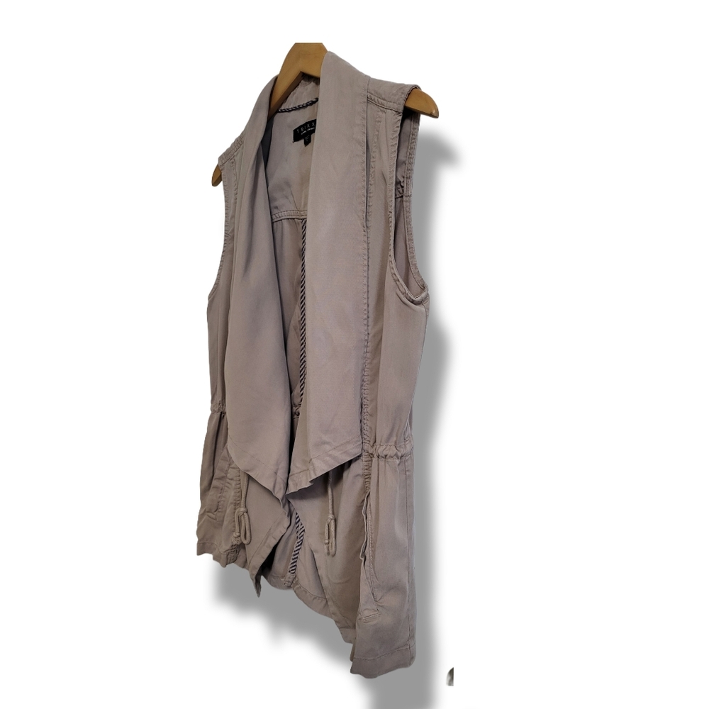 🌿Trixxie Clothing Co. Women's Large Tencel Draped Collar Drawstring Vest Jacket - Picture 4 of 16